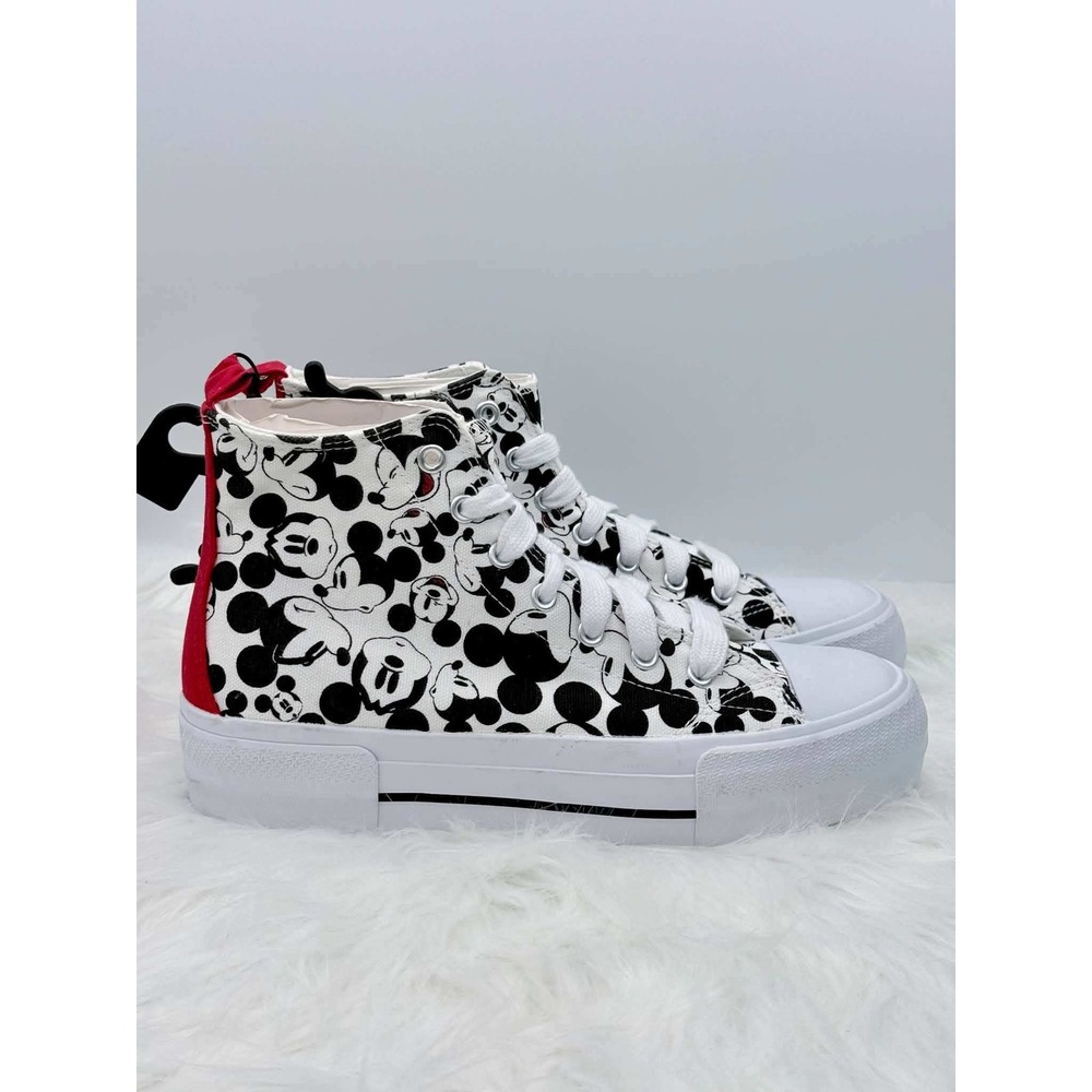 Disney Mickey Mouse Womens Size 8 High Top Platform Sneakers Black White Red NEW